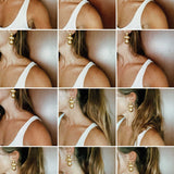 Pendientes de oro MISA elegante e irregular bañados en oro de 24k con dos pequeñas circonitas de estilo vintage - SANDRA FRECKLED joyeria de mujer