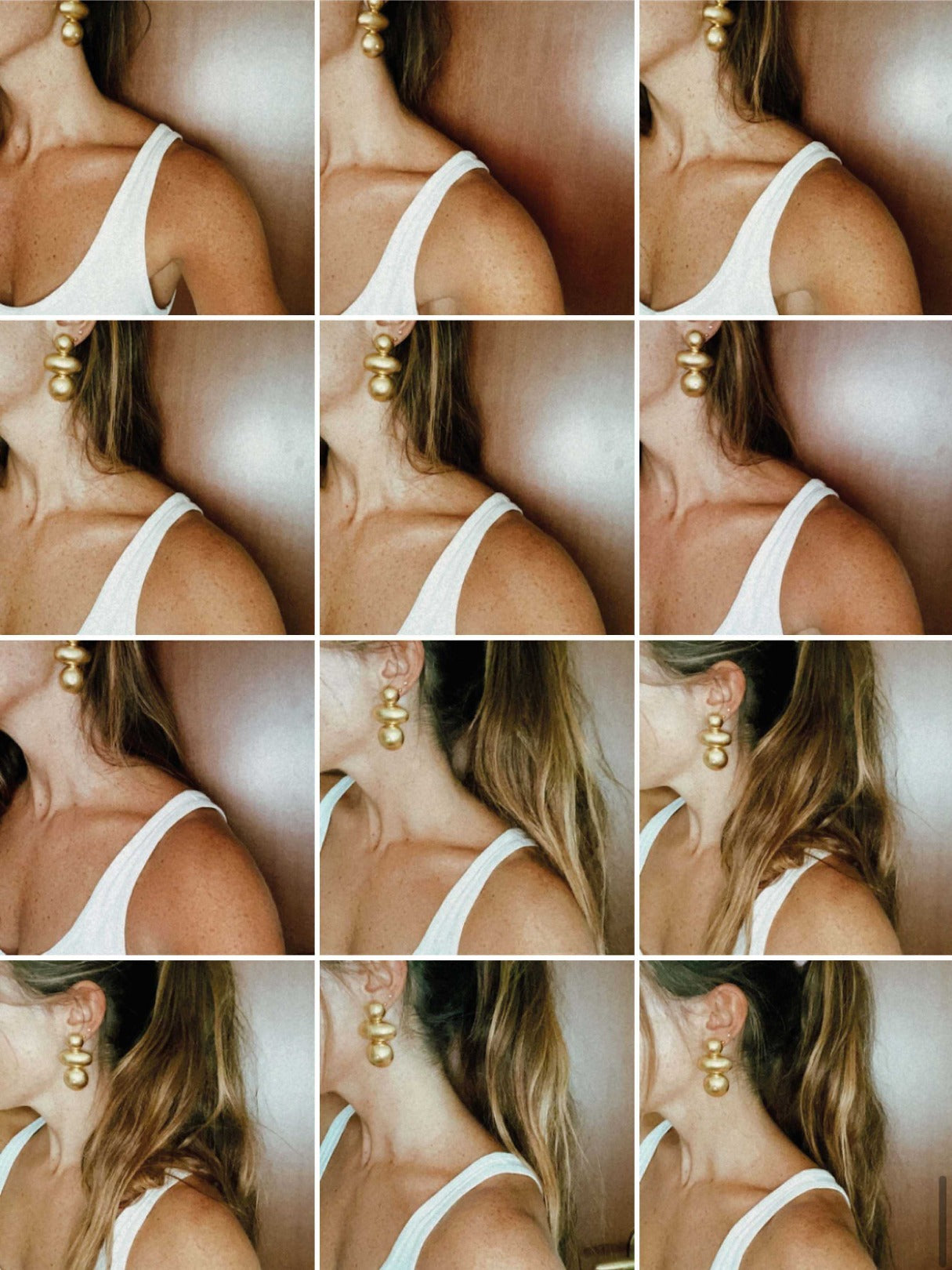 Pendientes de oro MISA elegante e irregular bañados en oro de 24k con dos pequeñas circonitas de estilo vintage - SANDRA FRECKLED joyeria de mujer