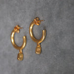 Pendientes de aro dorados con circonita blanca bañado en oro de 24k de estilo vintage - SANDRA FRECKLED joyeria de mujer