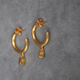 Pendientes de aro dorados con circonita blanca bañado en oro de 24k de estilo vintage - SANDRA FRECKLED joyeria de mujer