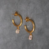 Pendientes de aro dorados con circonita blanca bañado en oro de 24k de estilo vintage - SANDRA FRECKLED joyeria de mujer