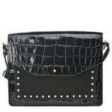 MARIELA GRABADO Bolso de piel de cocodrilo y suede en color negro con correa decorado con tachuelas. Es un bolso estilo bandolera y de hombro - SANDRA FRECKLED bolsos de mujer