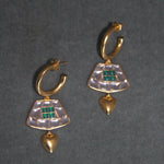 Pendientes de oro  con circonita verdes y blancas bañados en oro de 24k de estilo vintage - SANDRA FRECKLED joyeria de mujer