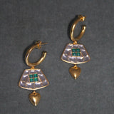 Pendientes de oro  con circonita verdes y blancas bañados en oro de 24k de estilo vintage - SANDRA FRECKLED joyeria de mujer