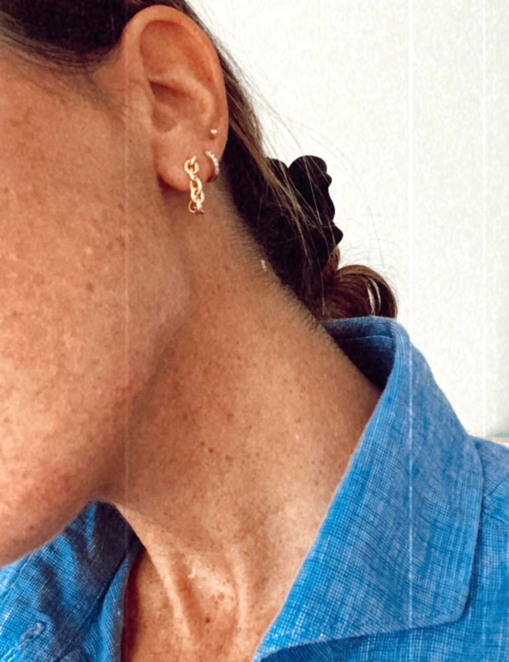 Pendientes de cadena dorados bañados en oro de 24k de estilo vintage - SANDRA FRECKLED joyeria de mujer