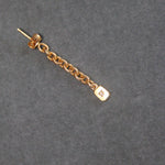 Pendiente de Cadena dorados con circonita verde bañada en oro de 24k de estilo vintage - SANDRA FRECKLED joyeria de mujer